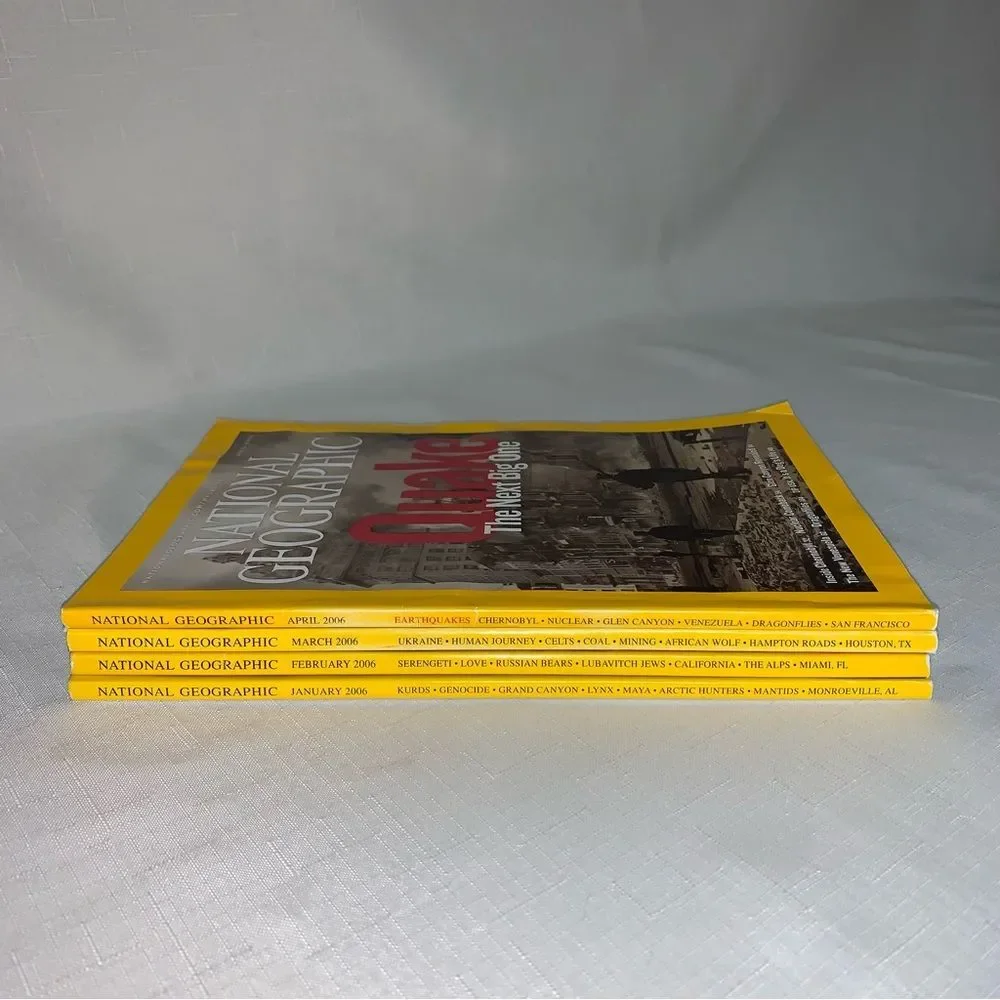 NATIONAL GEOGRAPHIC 2006 Set 4 Magazines Quake Love Grand Canyon DNA Educational
